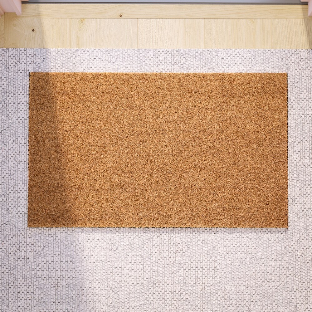 Indoor/Outdoor Solid Coir Entryway Doormat with Non Slip Backing