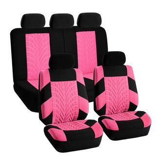 FH Group Polyester 47 in. x 23 in. x 1 in. Travel Master Full Set Car Seat Covers DMFB071115PINK