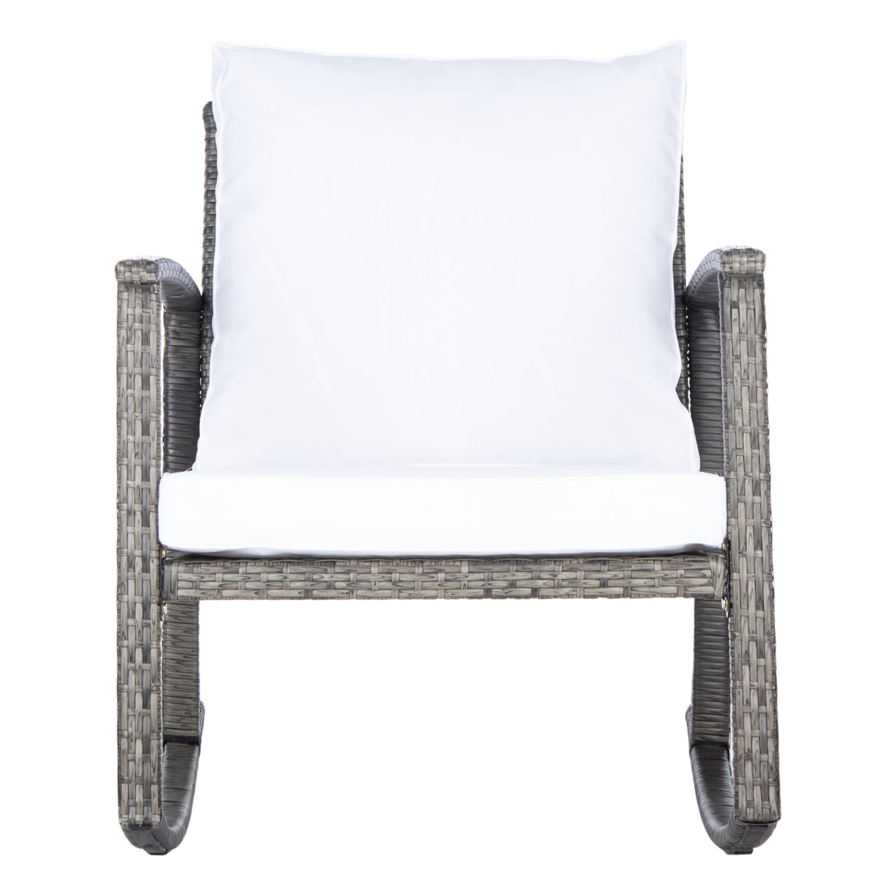 SAFAVIEH Outdoor Collection Daire Rocking Chair Grey Brown/White Cushion