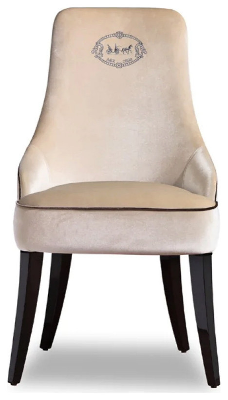 Vera Modern Off White Velour Dining Chair  Set of 2   Contemporary   Dining Chairs   by Virgil Stanis Design  Houzz