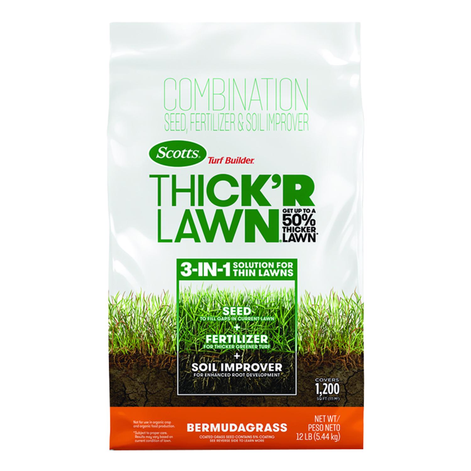 Scotts Turf Builder ThickR Bermuda Grass Sun or Shade Grass Seed and Fertilizer 12 lb