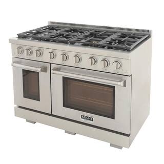 Kucht Professional 48 in. 6.7 cu. ft. Double Oven Natural Gas Range with 25K Power Burner Convection Oven in Stainless Steel KFX480