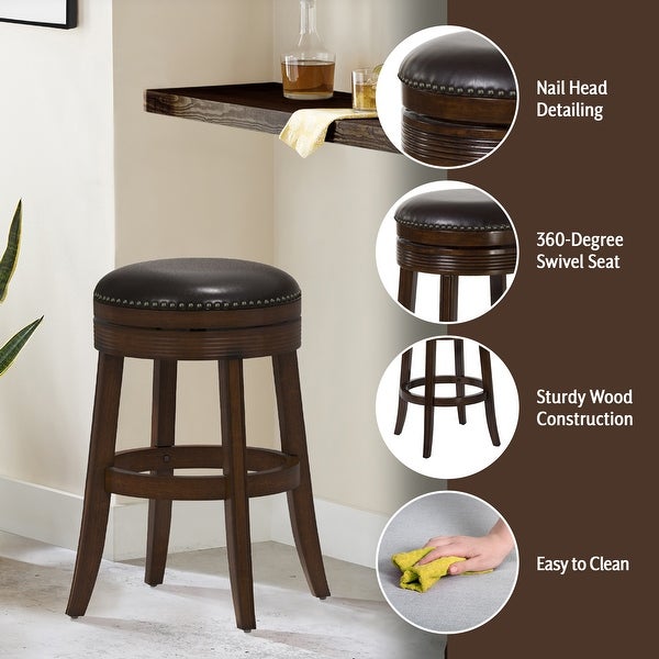 Hillsdale Tillman Wood Backless Swivel Stool， Brown Cherry