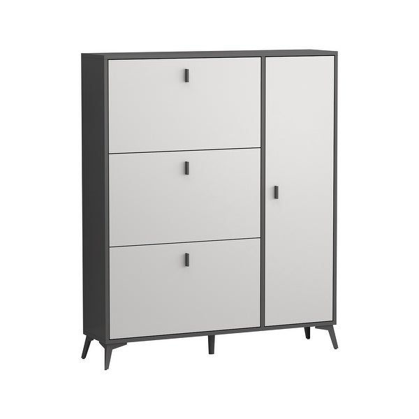 Timechee 47.2W 20-26 Pair Shoe Storage Cabinet BlackGrey Space Saving - - 36136354