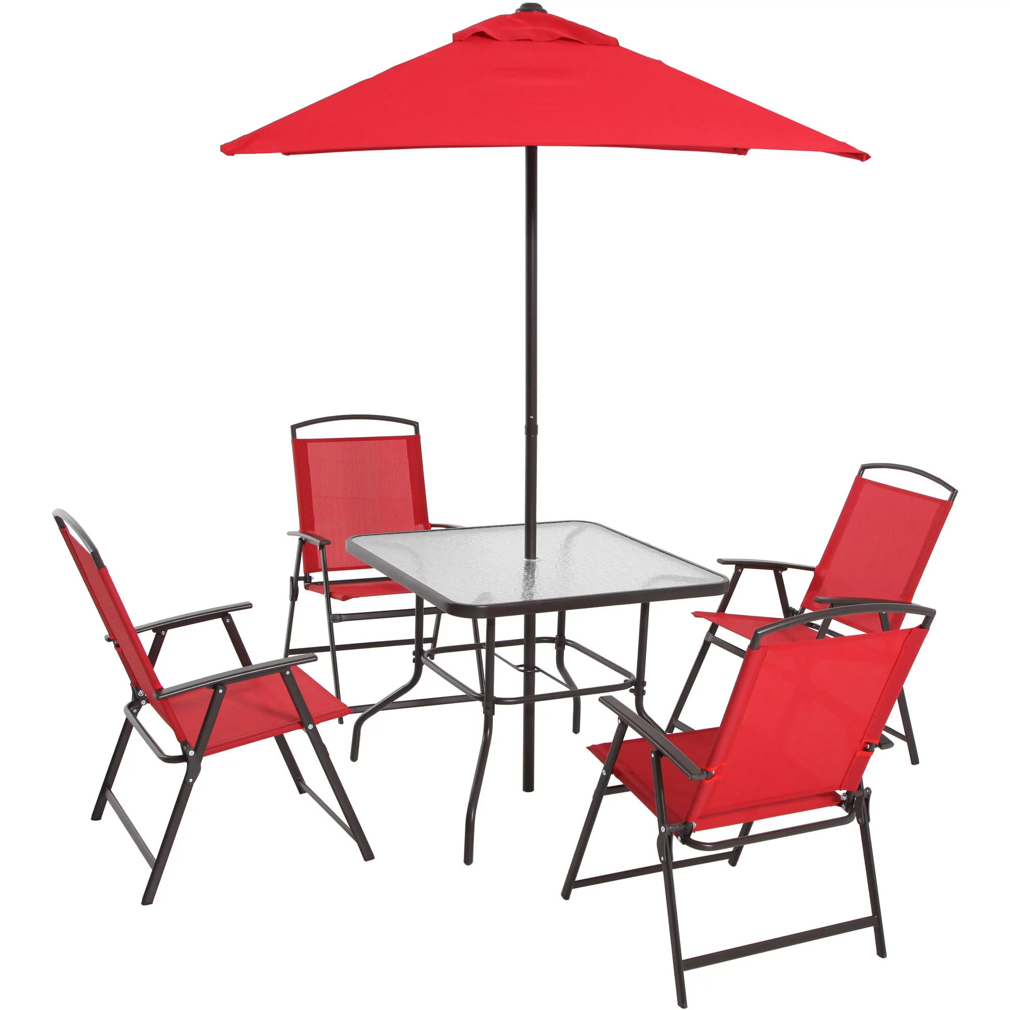 Mainstays Albany Lane 6 Piece Outdoor Patio Dining Set， Red💝 Last Day For Clearance