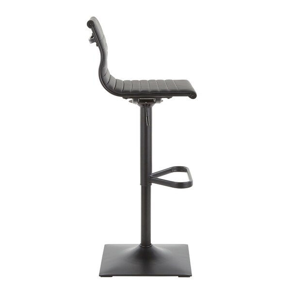 Porch and Den Tower Master Adjustable Bar Stool in Faux Leather and Black Metal