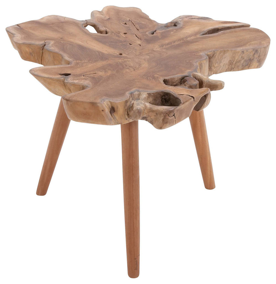 Rustic Brown Teak Wood Accent Table 38420   Rustic   Side Tables And End Tables   by Brimfield  ampMay  Houzz