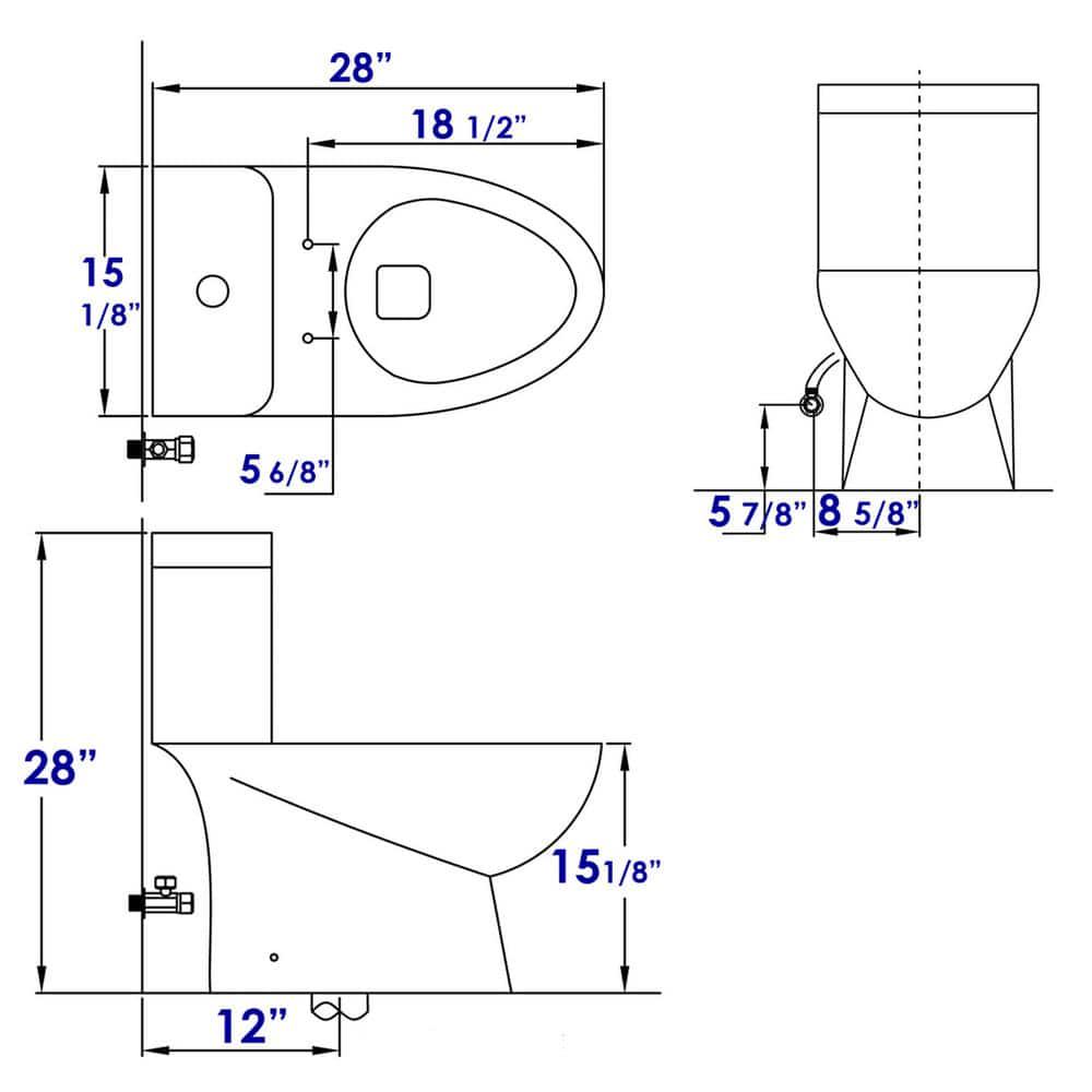 EAGO 1Piece 1116 GPF Dual Flush Elongated Toilet in White