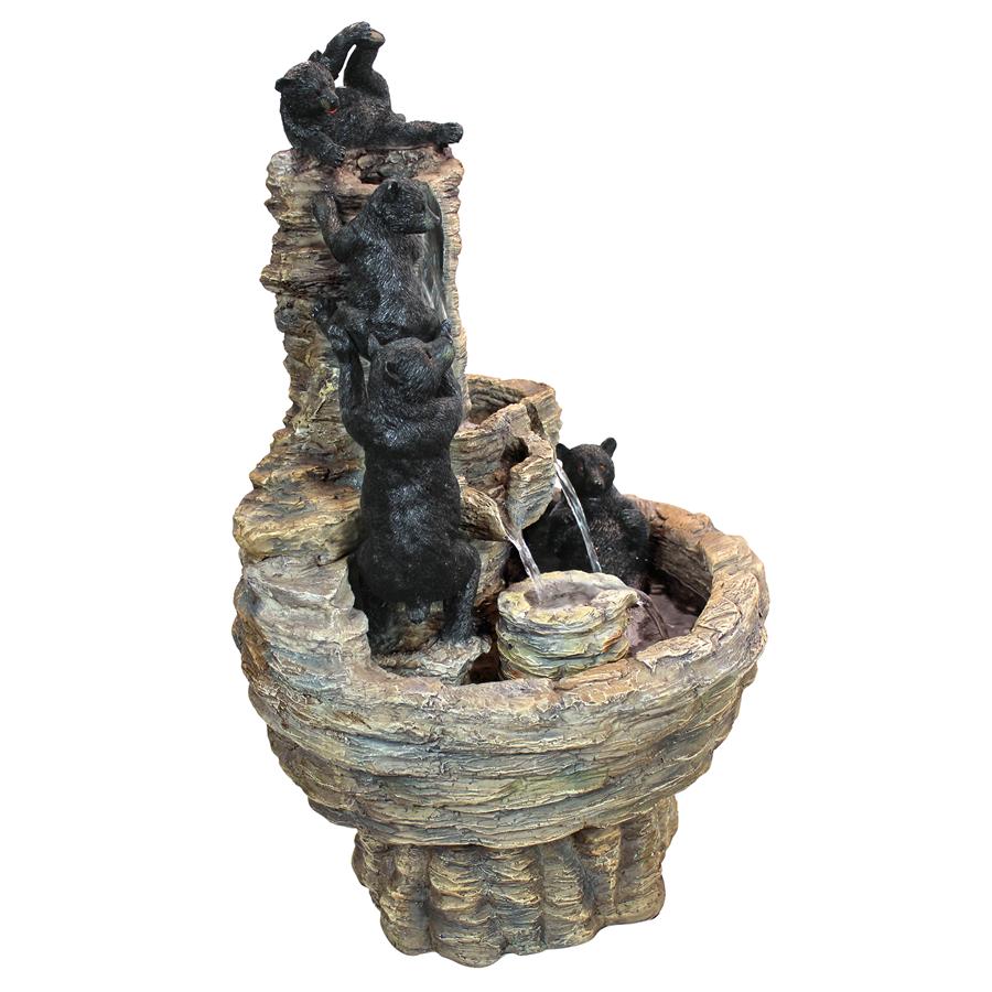 Design Toscano Rocky Mountain Splash Black Bears Garden Fountain