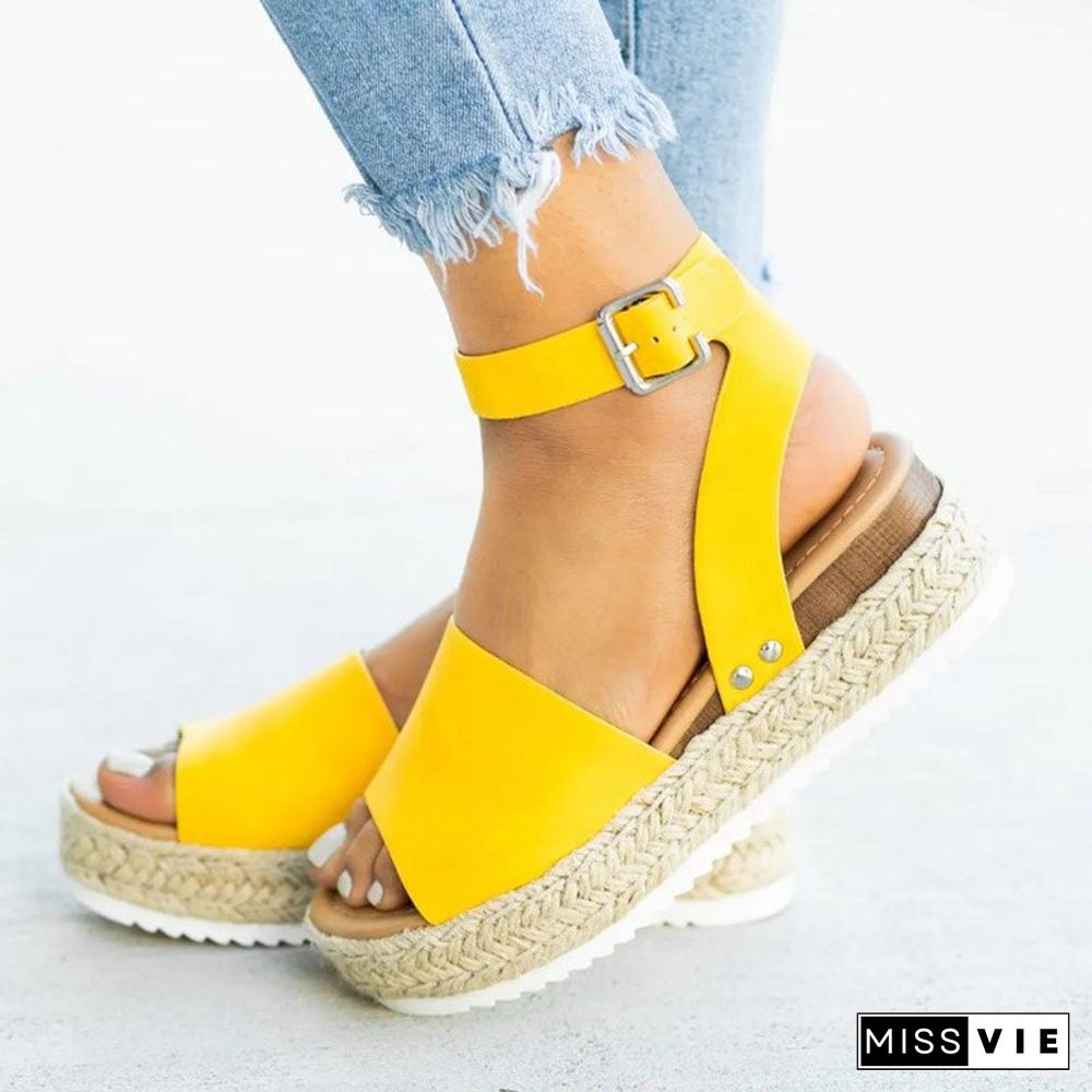 Women Sandals Soft Leather Wedges Shoes Women Espadrilles Platform Sandals Female 4cm High Heels Sandals Summer Chaussures Femme