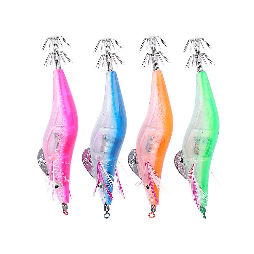 10cm 4 Colors Electric Luminous Bionic Shrimp Shape Saltwater Squid Fishing Lures