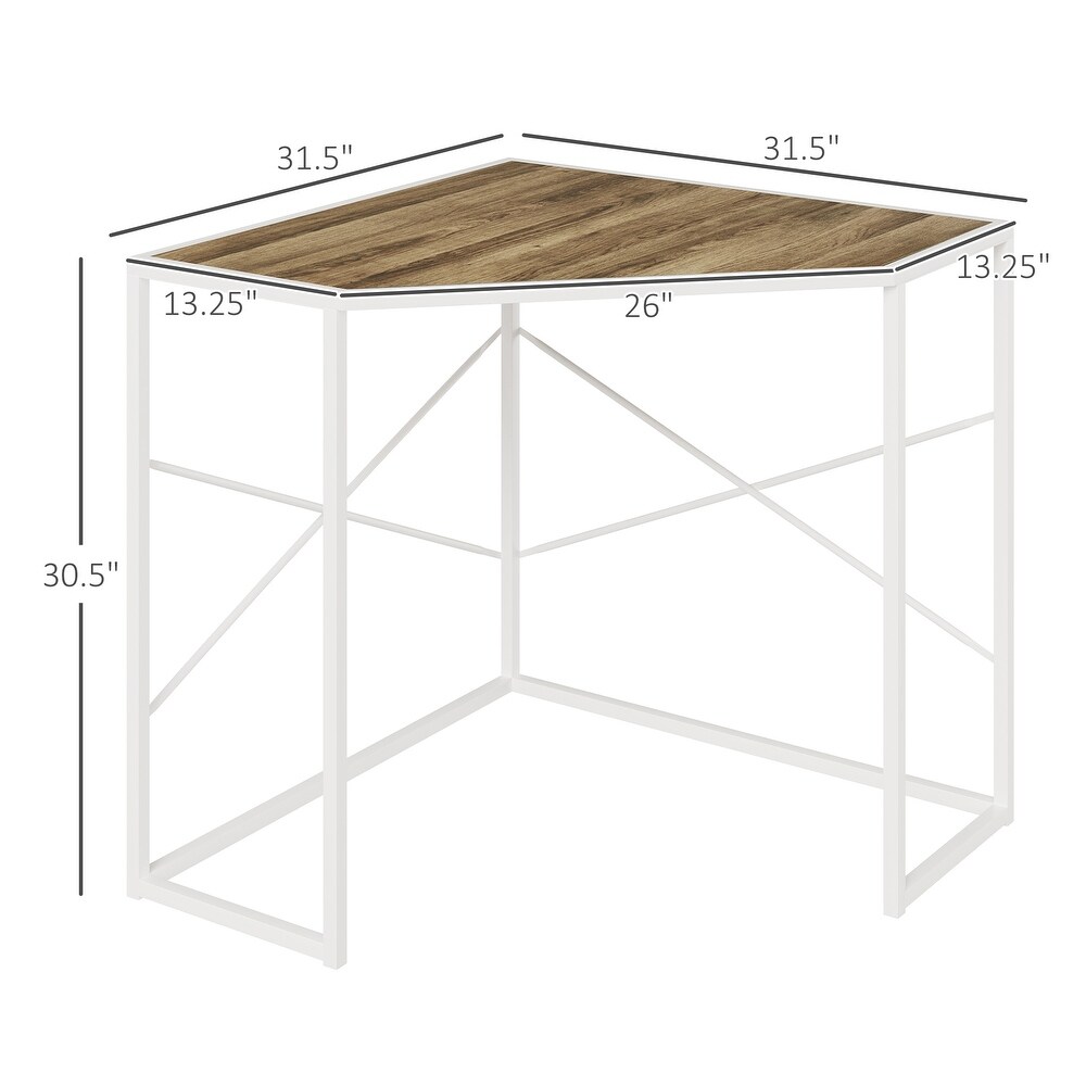 HOMCOM Corner Computer Desk with Steel Frame for Small Spaces  Writing Desk for Workstation