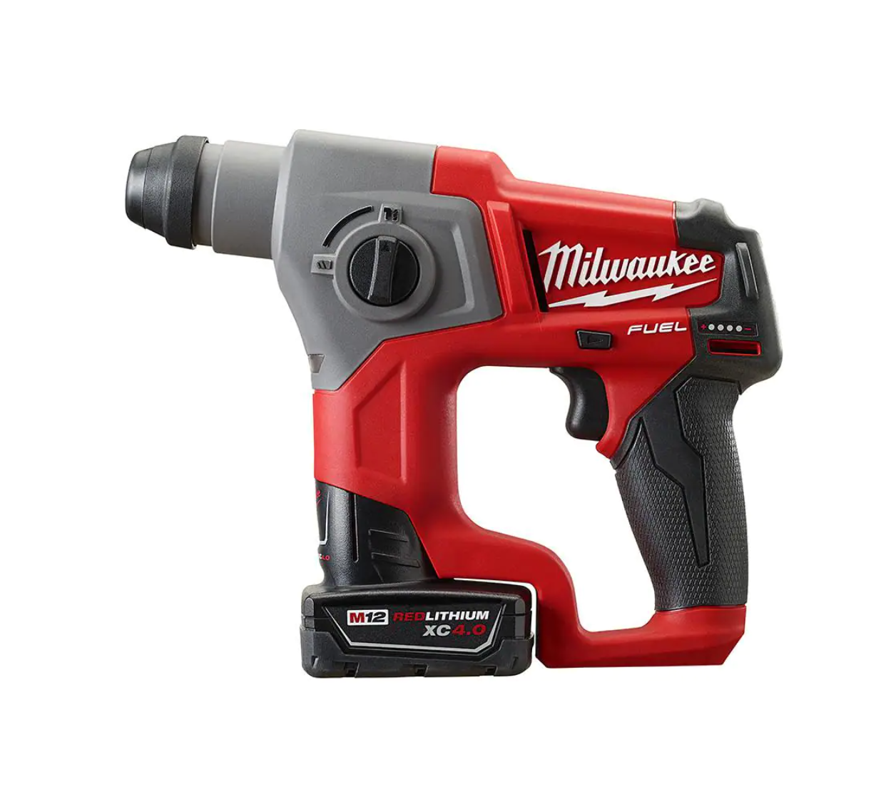 Milwaukee 2416-21XC M12 FUEL 12V Lithium-Ion Brushless Cordless 5/8 in. SDS-Plus Rotary Hammer Kit with One 4.0Ah Battery and Bag