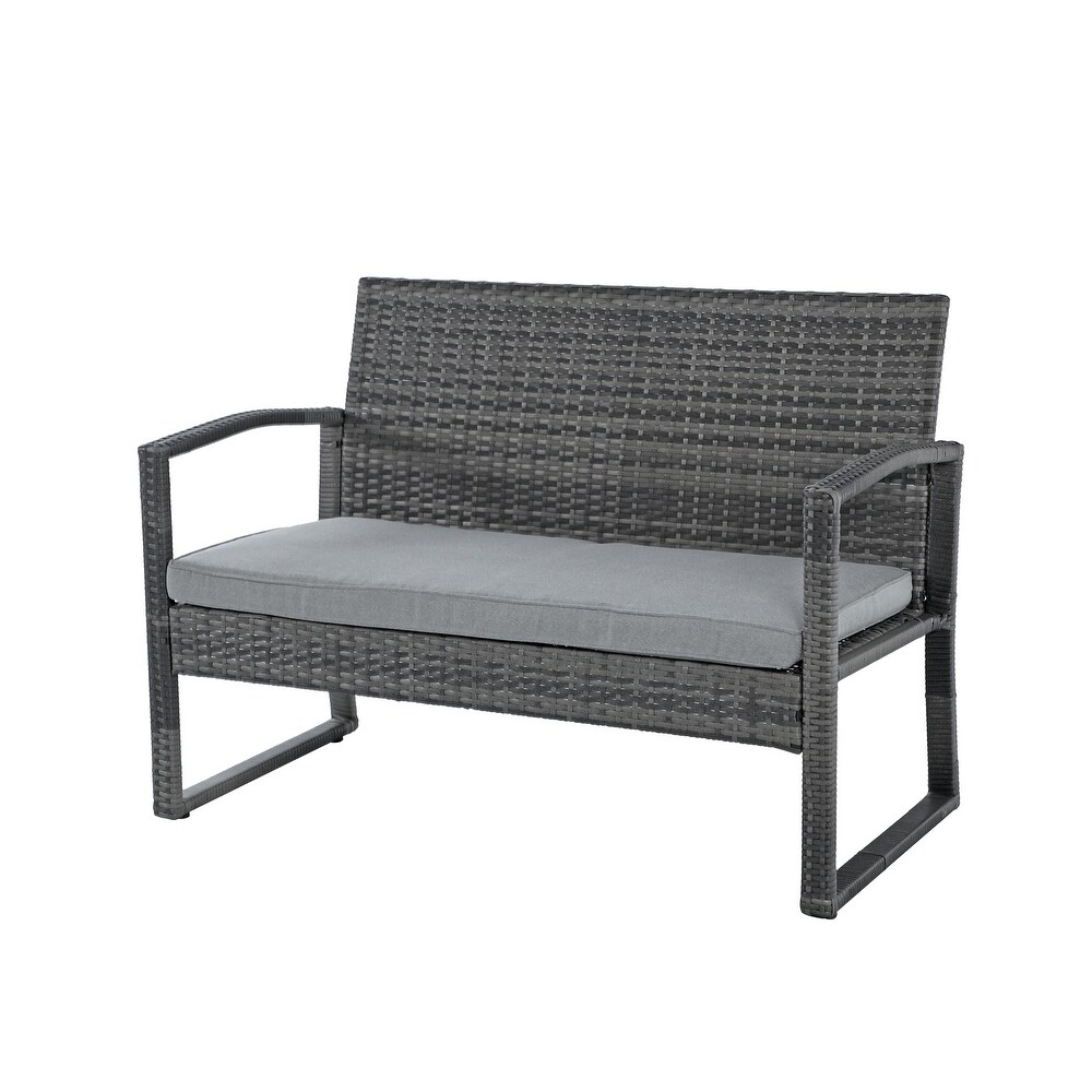Steel/ Resin Wicker 4 piece Outdoor Patio Seating Set with Coffee Table