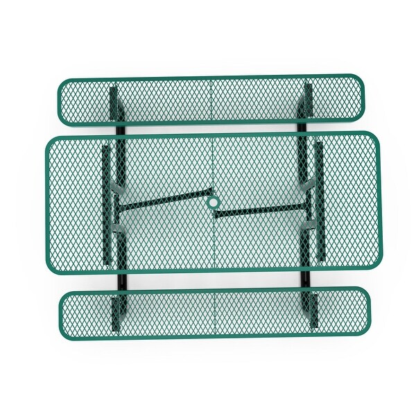 Commercial Grade Expanded Mesh Metal Outdoor Picnic Table with Anchors