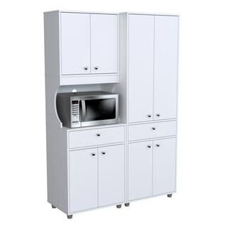 Inval Ready to Assemble 47.2 in. W x 70.5 in. H x 17 in. D Kitchen Storage Utility Cabinet in White (2-Piece) KS-GP3