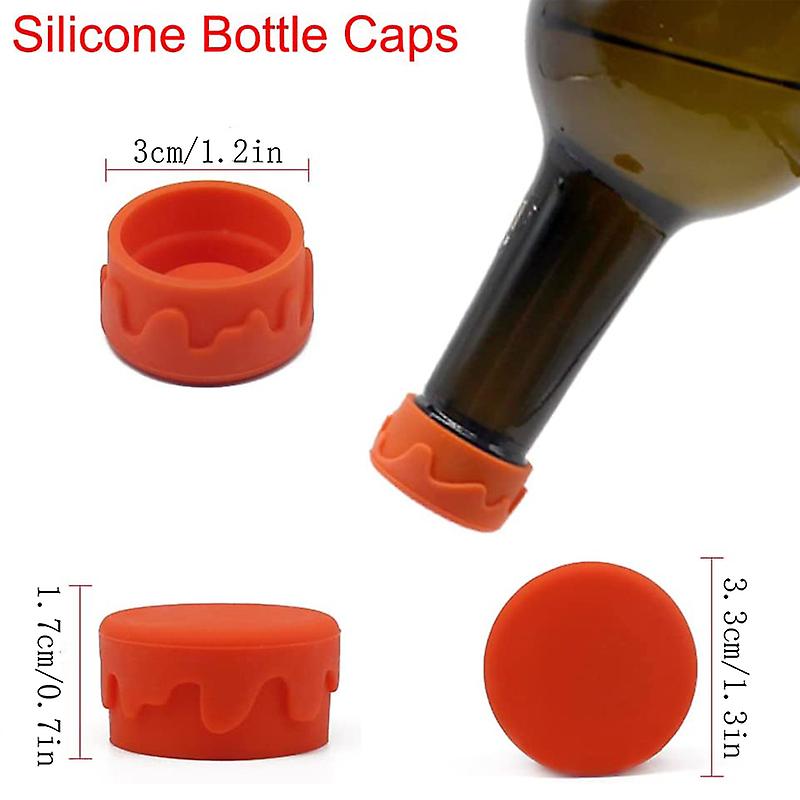 8PCS Wine Stoppers， Reusable Silicone Wine Corks， Silicone Wine Bottle Stopper for Beverages Beer Champagne Bottles