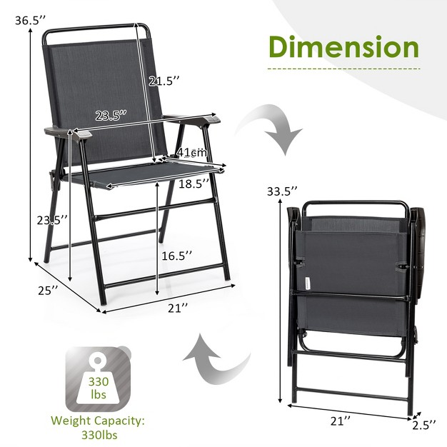 Tangkula 4 piece Patio Folding Chairs Outdoor Camping Chair With Armrest amp High Backrest