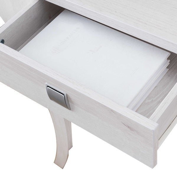 33 Inch 1 Drawer Wooden Console with Curved Legs， White