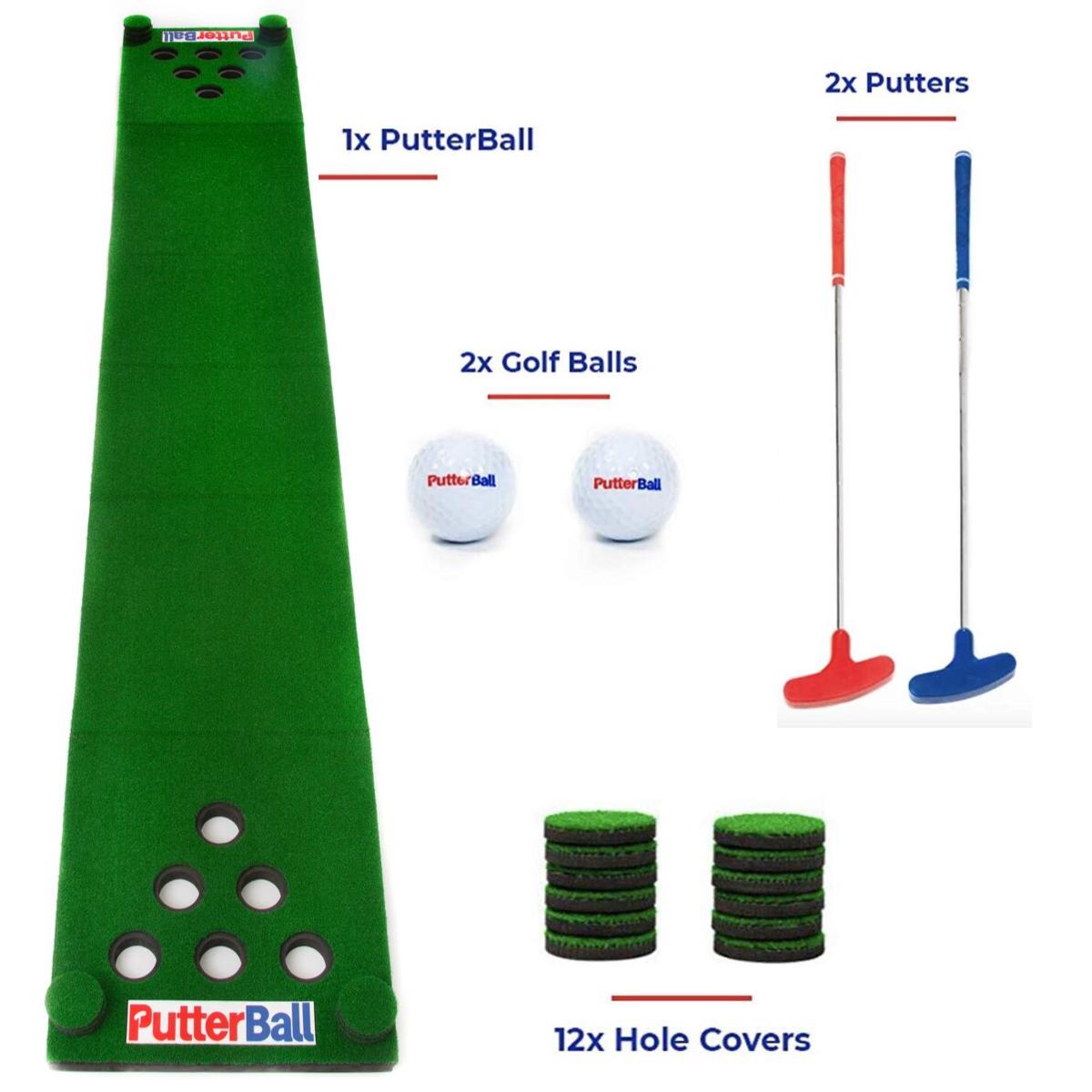 PutterBall Golf Pong Game Set The Original 8211 Includes 2 Putters 2 Golf Balls Green Putting Pong Golf Mat and Golf Hole Covers 8211 Best Backyard Party Golf Game Set  Crowdfused