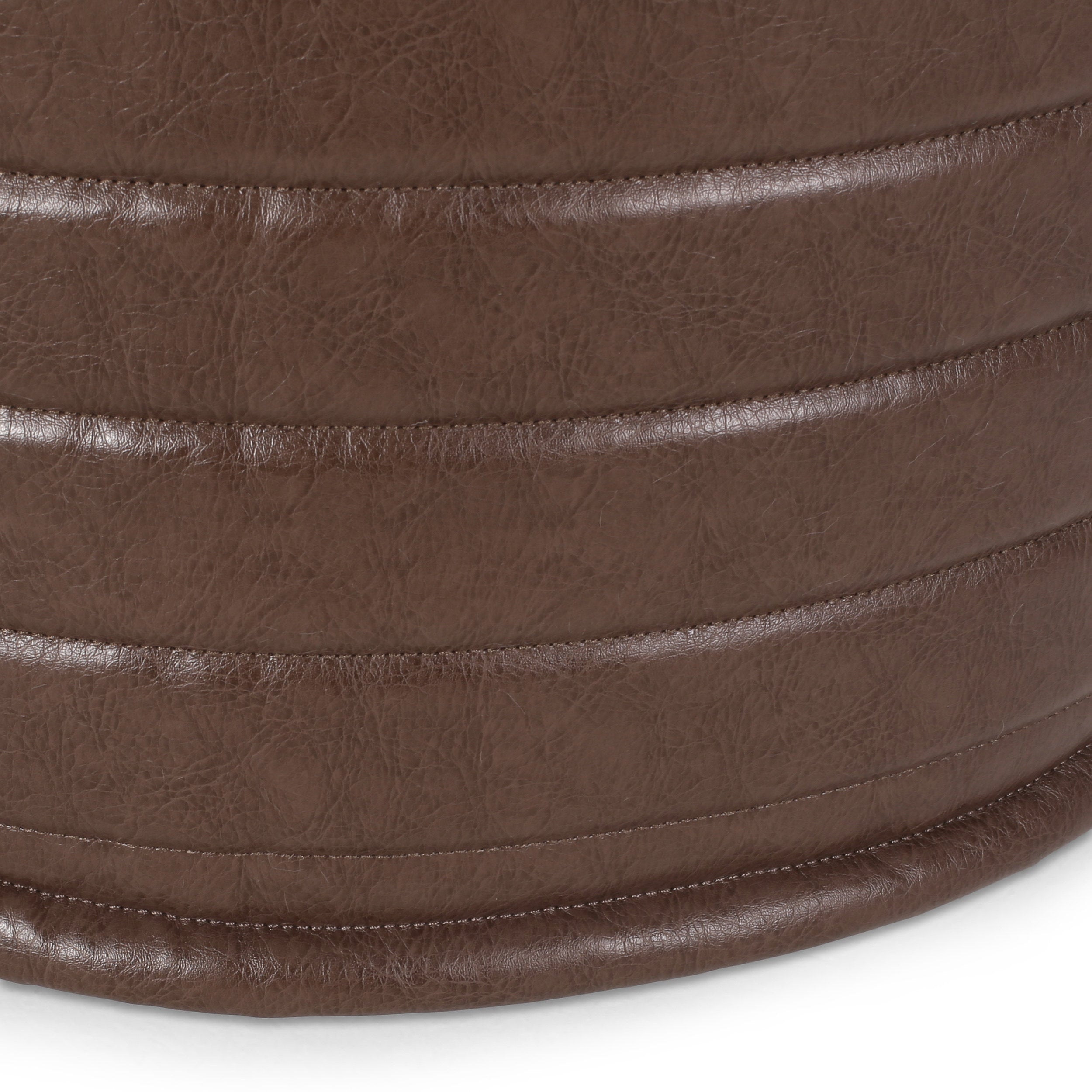 Conrail Contemporary Faux Leather Channel Stitch Pouf