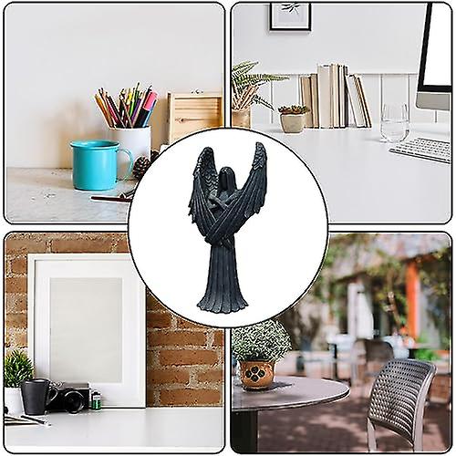 Dark Angel Figurines Decor， Resin Angel Statue， Resin Aesthetic Dark Angel Home Desktop Decoration f