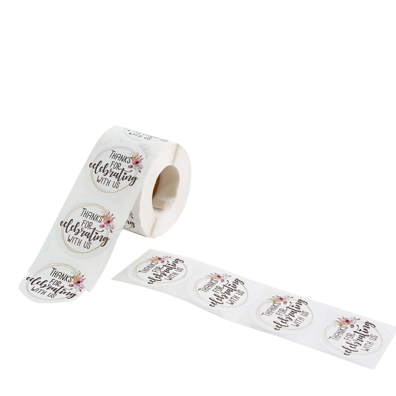 500pcs Thanks for celebrating with Us Stickers Roll, Labels for Envelops Seal and Wedding Favors - Round 2