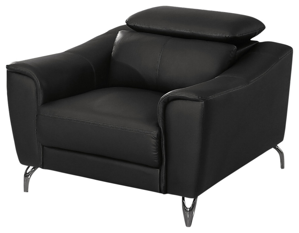 Divani Casa Danis Modern Black Leather Chair   Contemporary   Armchairs And Accent Chairs   by Vig Furniture Inc.  Houzz