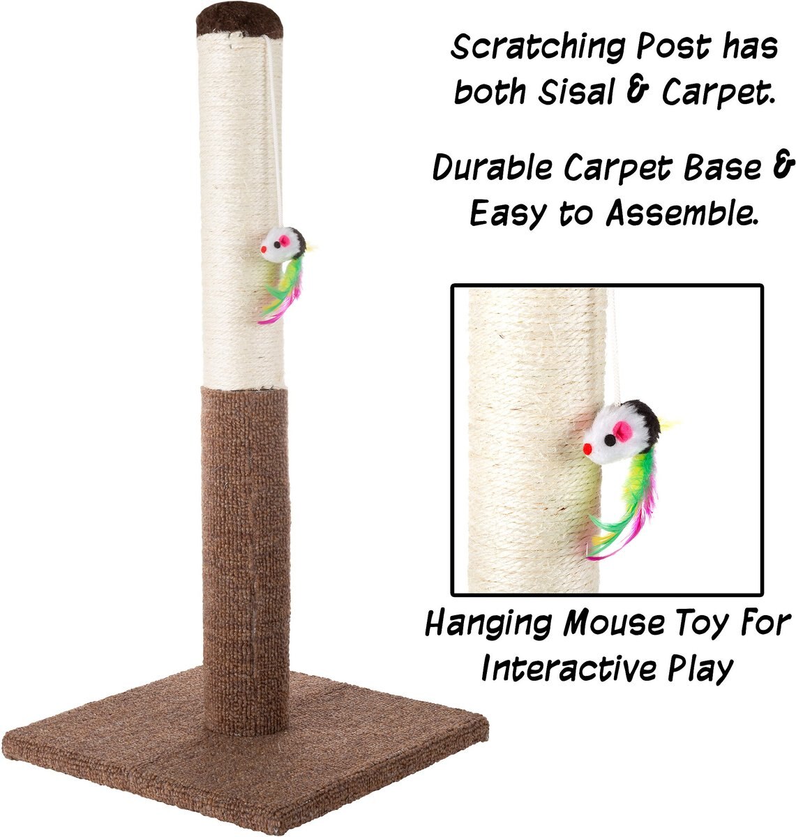 Pet Adobe 24.5-in Sisal Cat Scratching Post with Toy