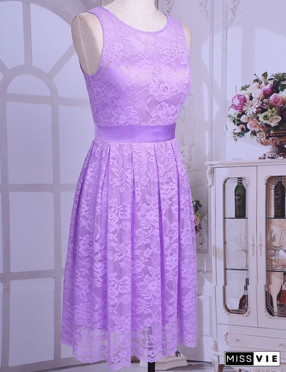 Women Party Short Dress Floral Lace Bridesmaid Evening Prom Gown Formal Fancy Skirt