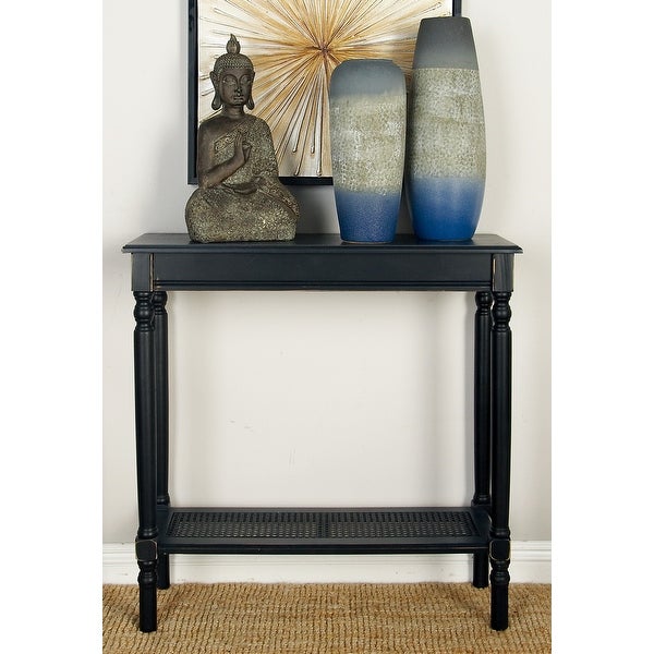 Black Wood French Country Farmhouse Traditional Console Table - 31 x 21 x 32