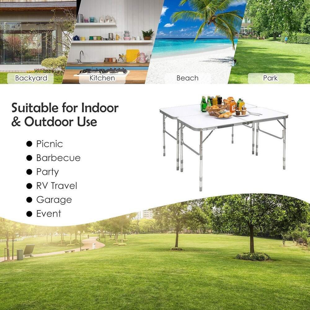 2 Pieces Folding Utility Table with Carrying Handle   48\