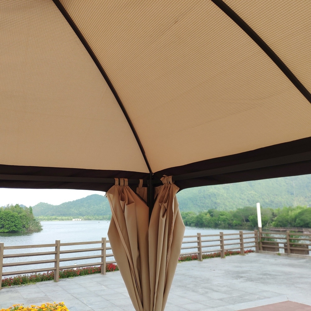 10' X 10' Steel Polyester Soft Top Outdoor Canopy Gazebo Tent