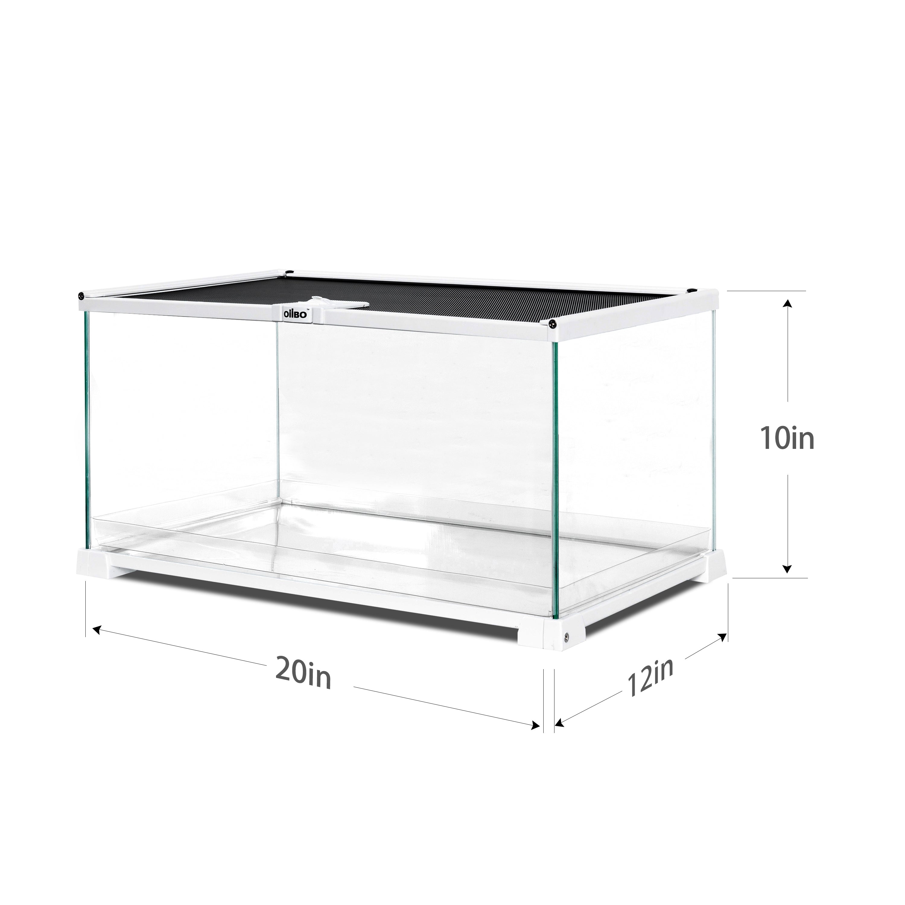 OiiBO Knock-Down Mini Glass Reptile Habitat， 360 Rotation， 20”×12”×10”(10 gallon)