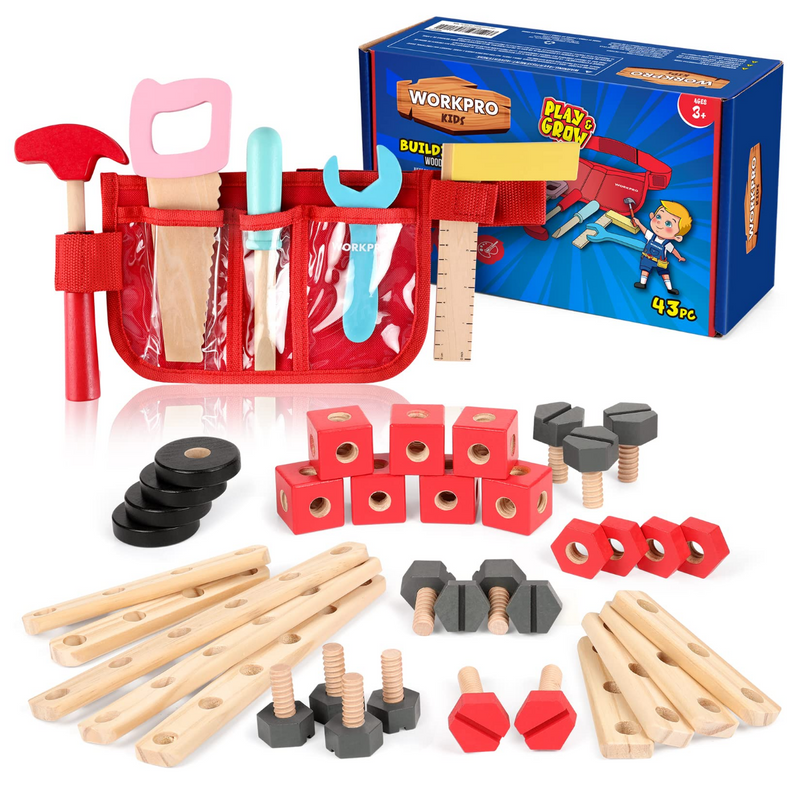 WORKPRO Wooden Building Toy Tools Set， Building Toy Set CreativeandampEduc