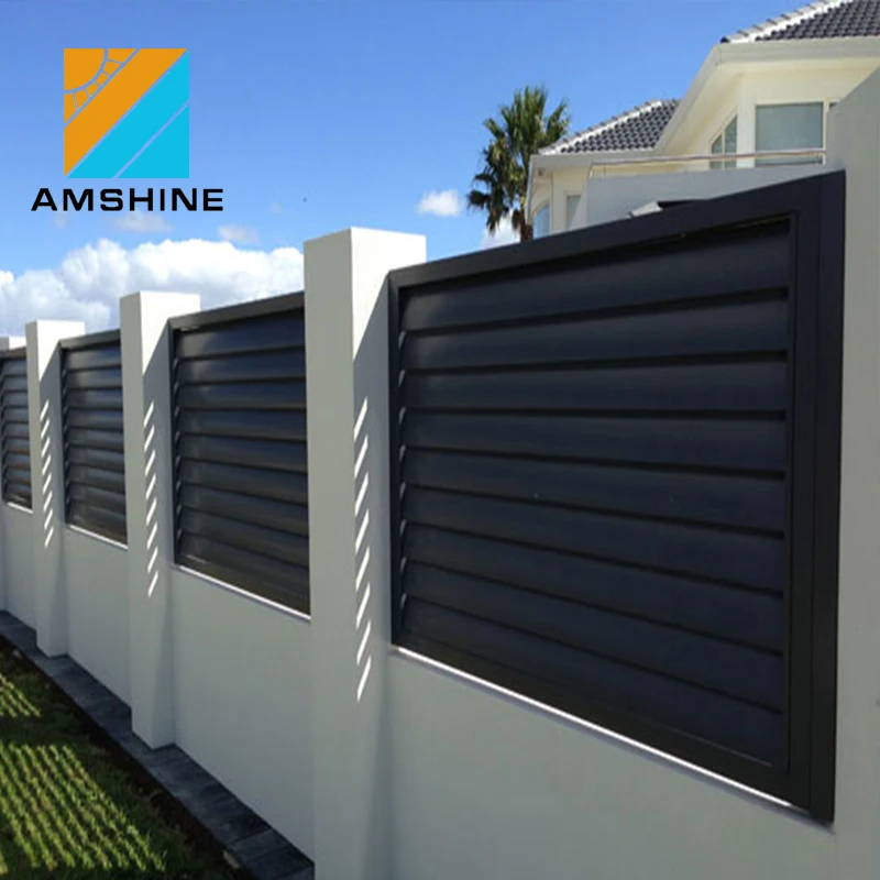 Factory Supply Modern Design Horizontal Louver Panel Powder Coating Dark Grey Aluminum Slat Fence