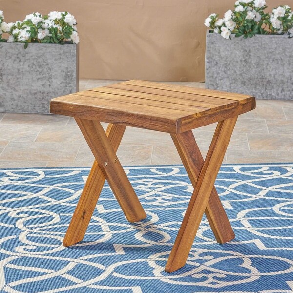 Patio Side Table With A Classic Cross Base