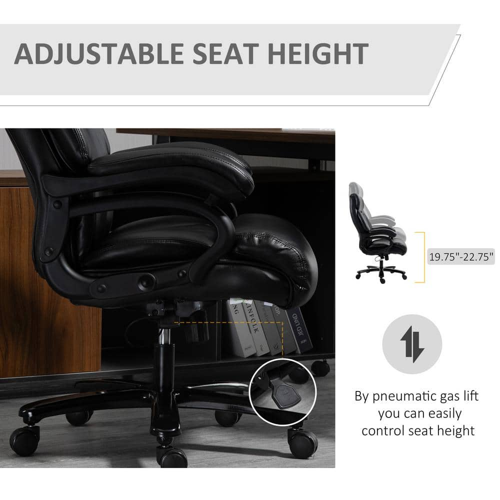 Vinsetto Black, High Back Home Office Chair Adjustable Swivel Executive Chair PU Leather Ergonomic Computer Task Seat 921-503BK