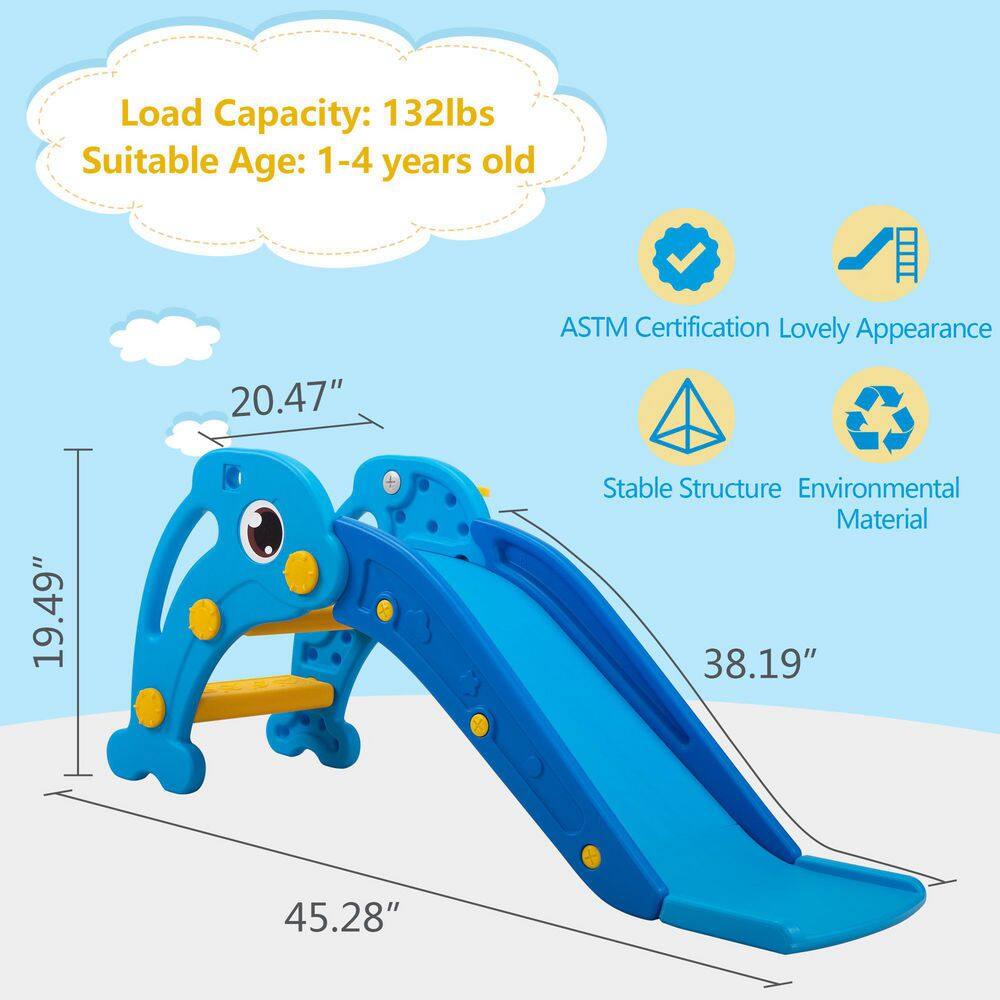 Nyeekoy Toddler Slide Playset Kid's Freestanding Climbing Sliding Fun Toy in Sky Blue TH17Y0840