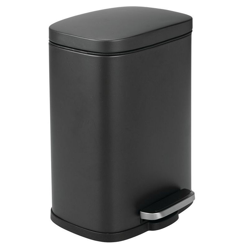 mDesign Stainless Steel Rectangular 1.3 Gallon Foot Step Trash Can， Lid