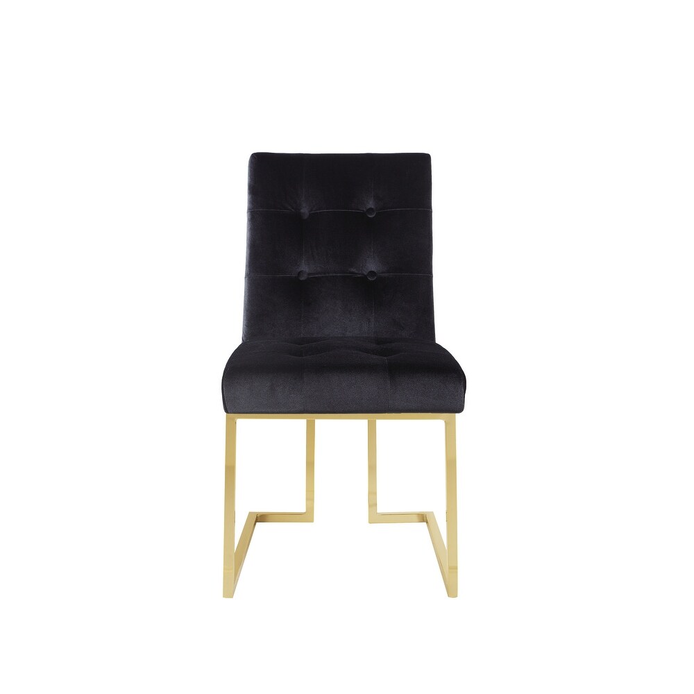 Chic Home Pierre Tufted Velvet Polished Brass Metal Frame Dining Side Chair