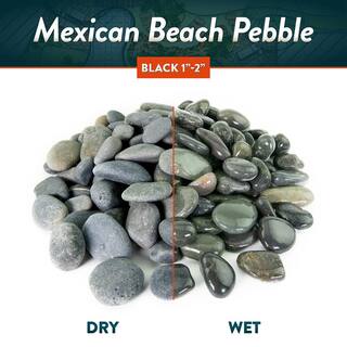 Southwest Boulder  Stone 21.6 cu. ft. 12 in. to 1 in. 2000 lbs. Black Mexican Beach Pebble Smooth Round Rock for Garden and Landscape Design MPBB121