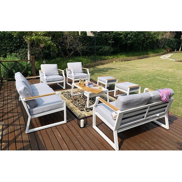 Moda 7piece Outdoor Steel Sofa Set with Ice Bucket Table