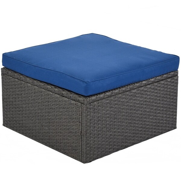 4Piece Outdoor Wicker Sectional Patio Daybed with Canopy and Ottoman