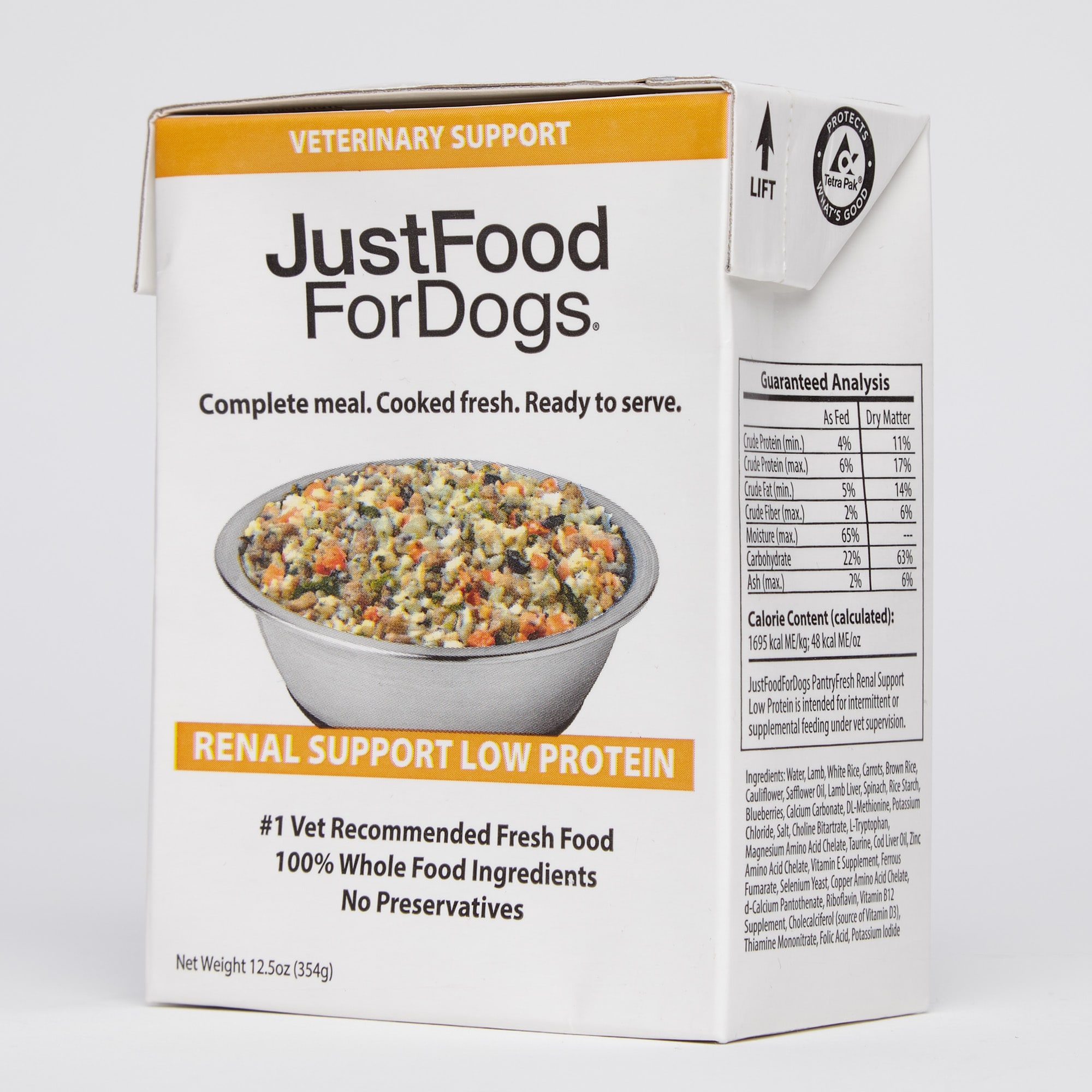 JustFoodForDogs Pantry Fresh Renal Support Low Protein Rx Support Dog Food， 12.5 oz.， Case of 12