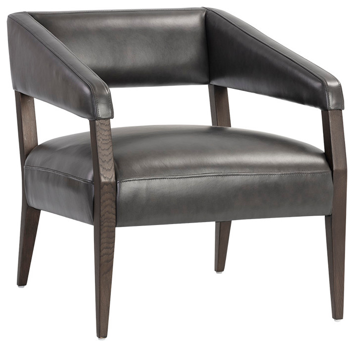 Blaine Lounge Chair   Brentwood Charcoal Leather   Midcentury   Armchairs And Accent Chairs   by Virgil Stanis Design  Houzz