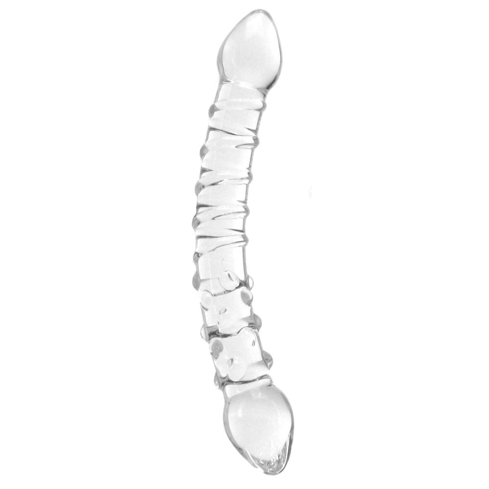 Double Trouble Ridged Glass Dildo