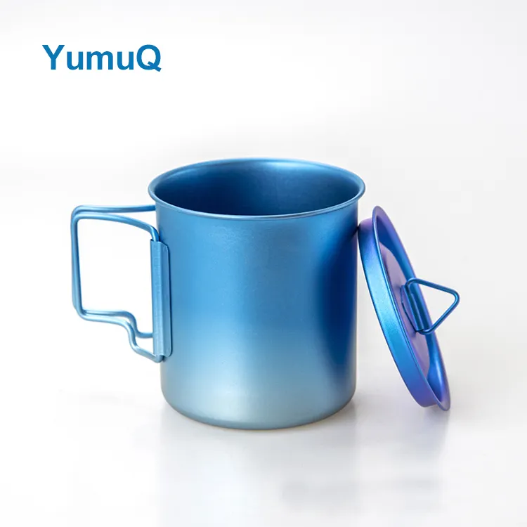 YumuQ 0.42L Rainbow Color Titanium Outdoor Camping Mug Cup Set For Hiking Travel Picnic