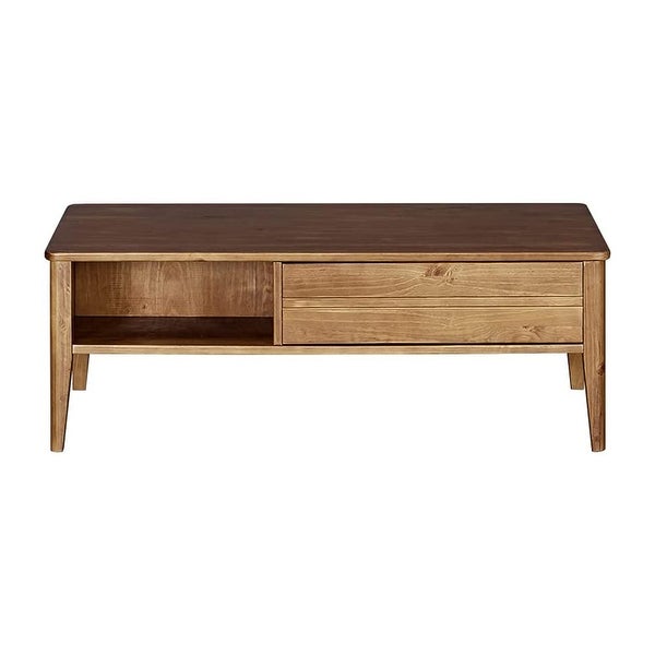 MUSEHOMEINC Mid Century Modern Rectangular Coffee Table with Drawer， Honey Brown - 39.46