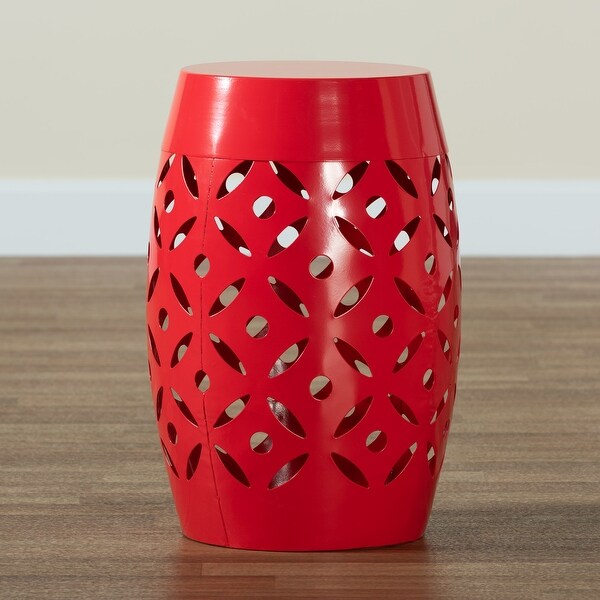 Hallie Modern and Contemporary Red Finished Metal Outdoor Side Table